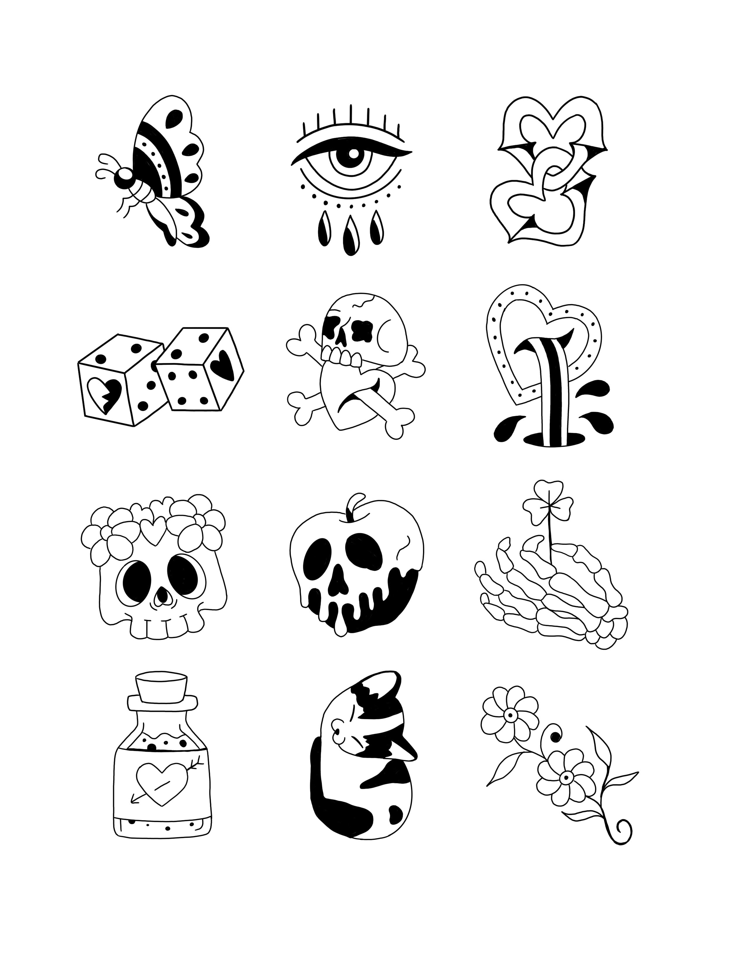 Flash sheet 10 — available tattoo designs by Clubskunk Tattoos
