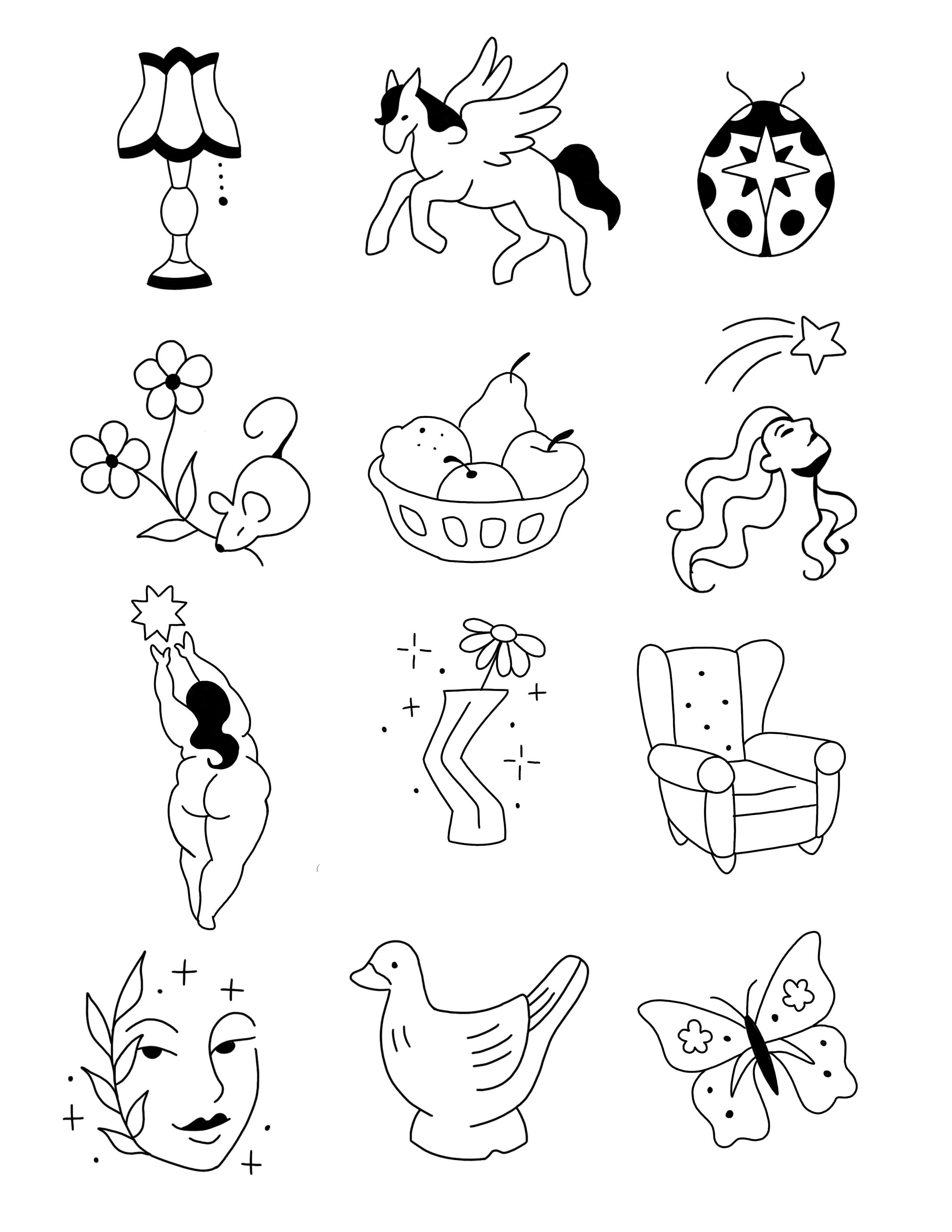 Flash sheet 17 — available tattoo designs by Clubskunk Tattoos
