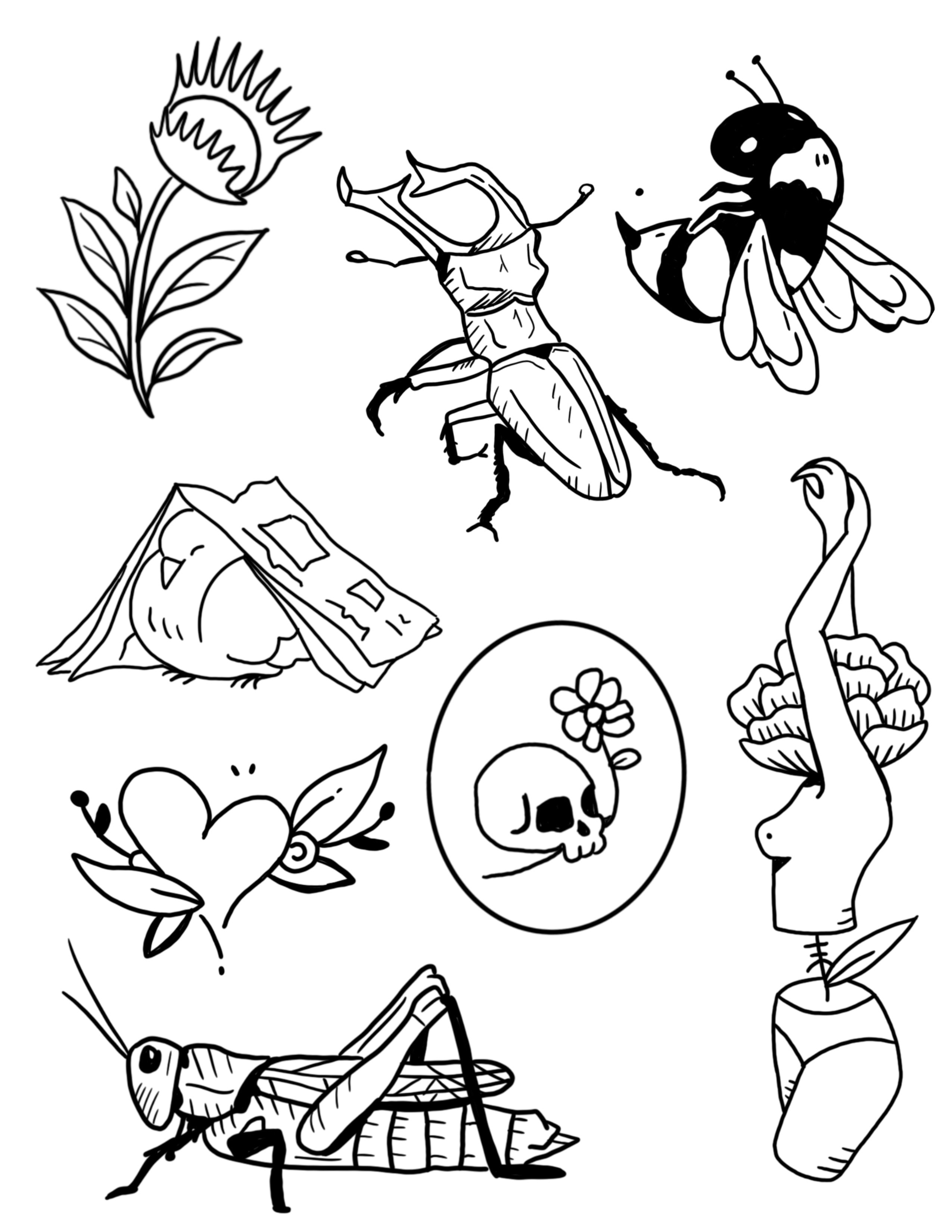 Flash sheet 7 — available tattoo designs by Clubskunk Tattoos